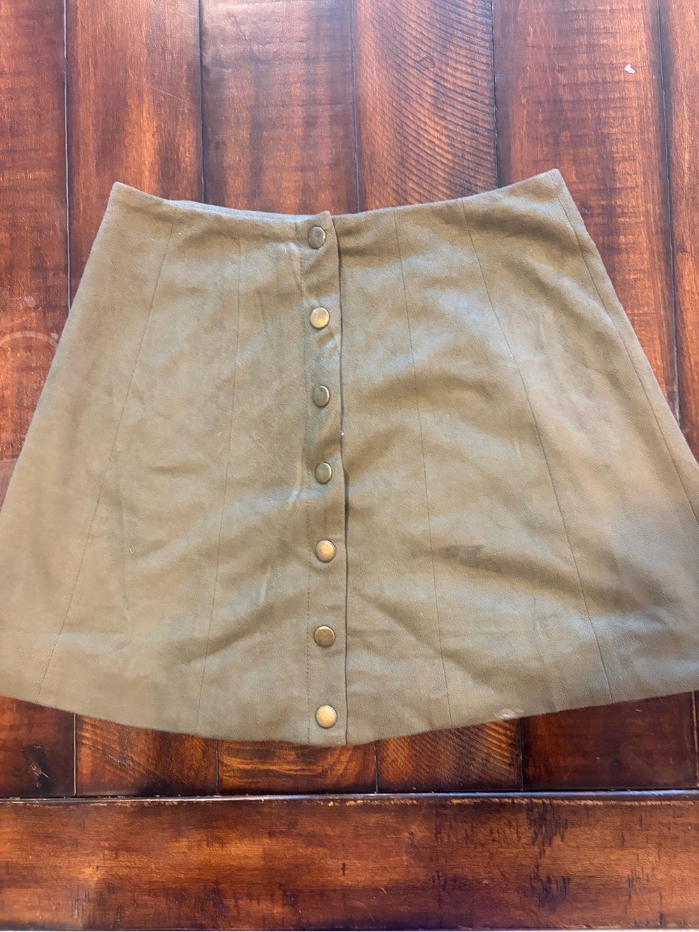 Altar'd State Olive Button-Front Mini Skirt